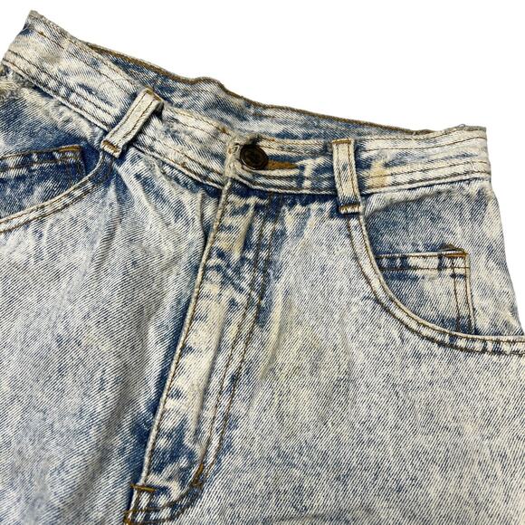 Vintage 90s High Waisted Embroidered Distressed Fray Hem Jean Shorts Girls 10 - Picture 4 of 9